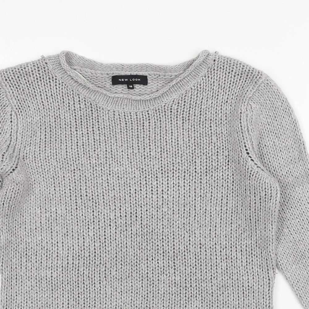 New Look Womens Grey  Knit Pullover Jumper Size 10