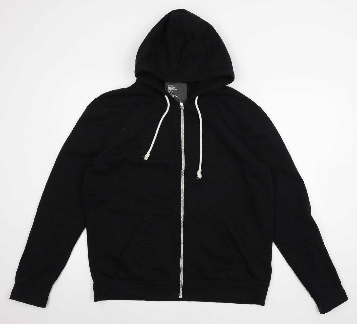 H&M Mens Black  Jersey Full Zip Hoodie Size L
