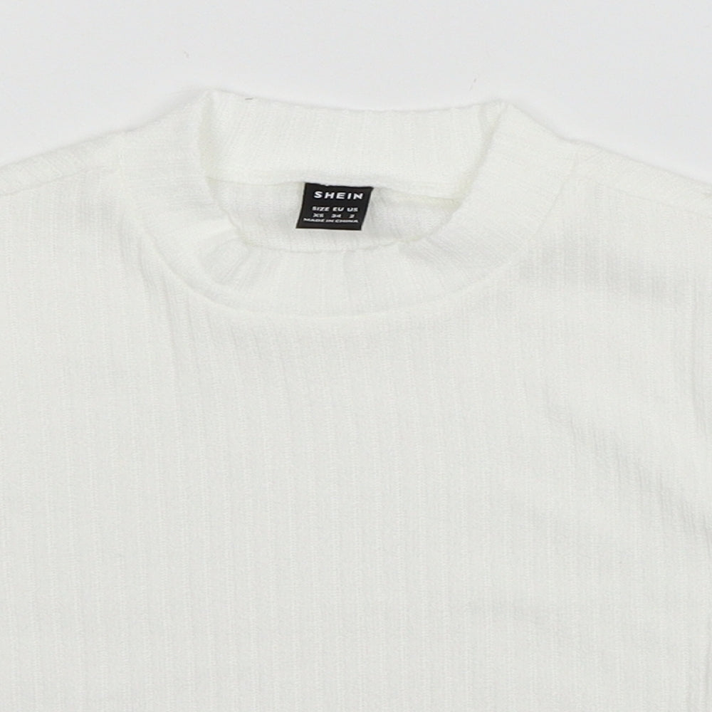 SheIn Womens White  Jersey Basic T-Shirt Size XS