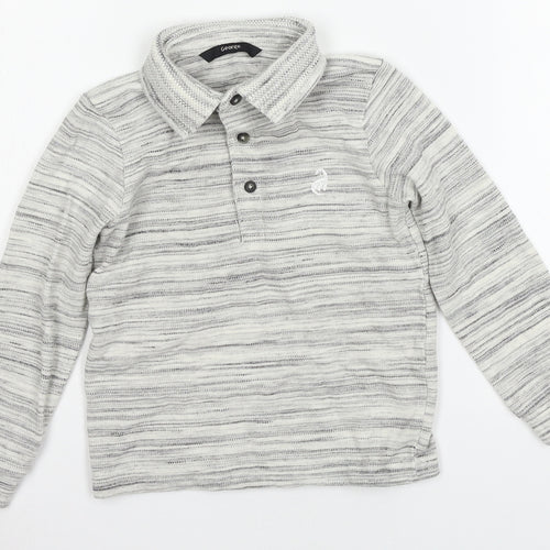 George Boys Grey Striped Jersey Basic T-Shirt Size 3-4 Years
