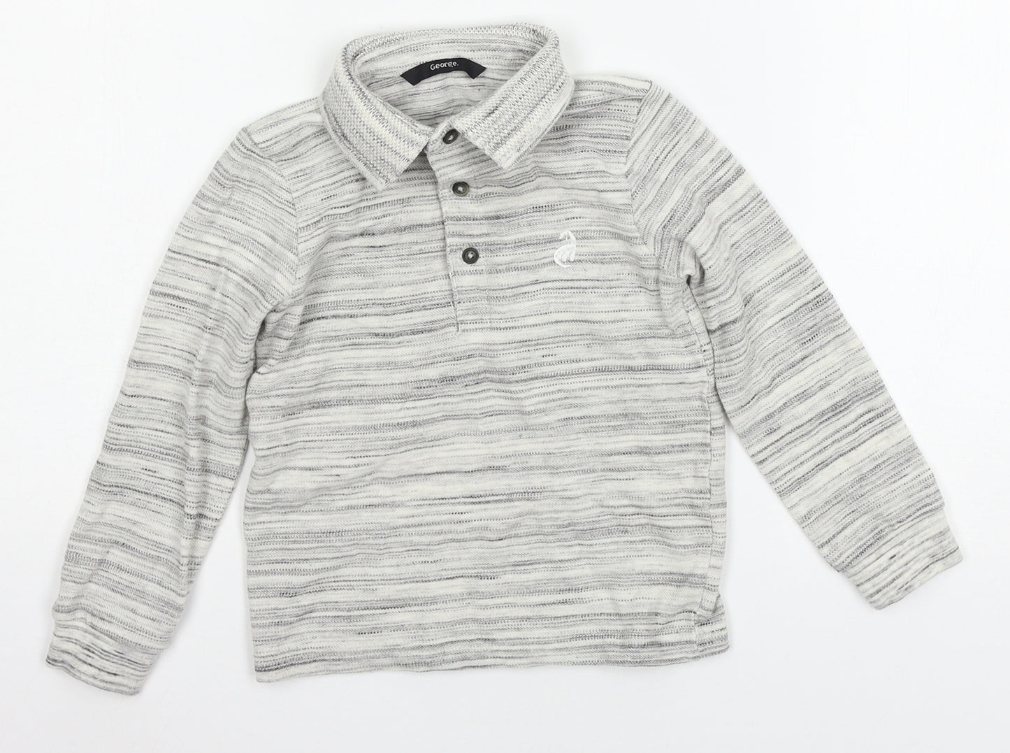 George Boys Grey Striped Jersey Basic T-Shirt Size 3-4 Years