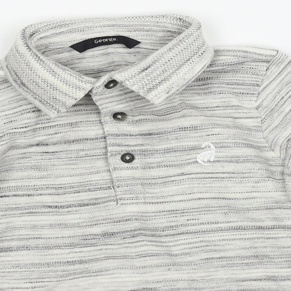 George Boys Grey Striped Jersey Basic T-Shirt Size 3-4 Years