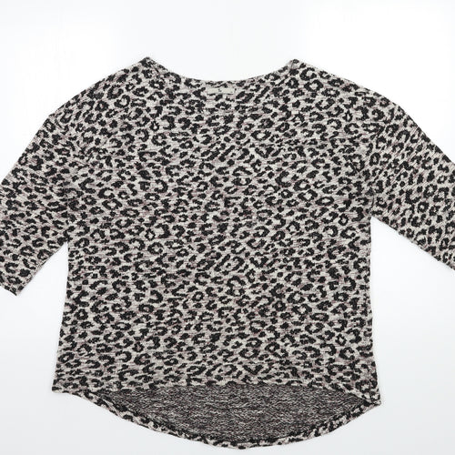 TU Womens Beige Animal Print Knit Pullover Jumper Size 14