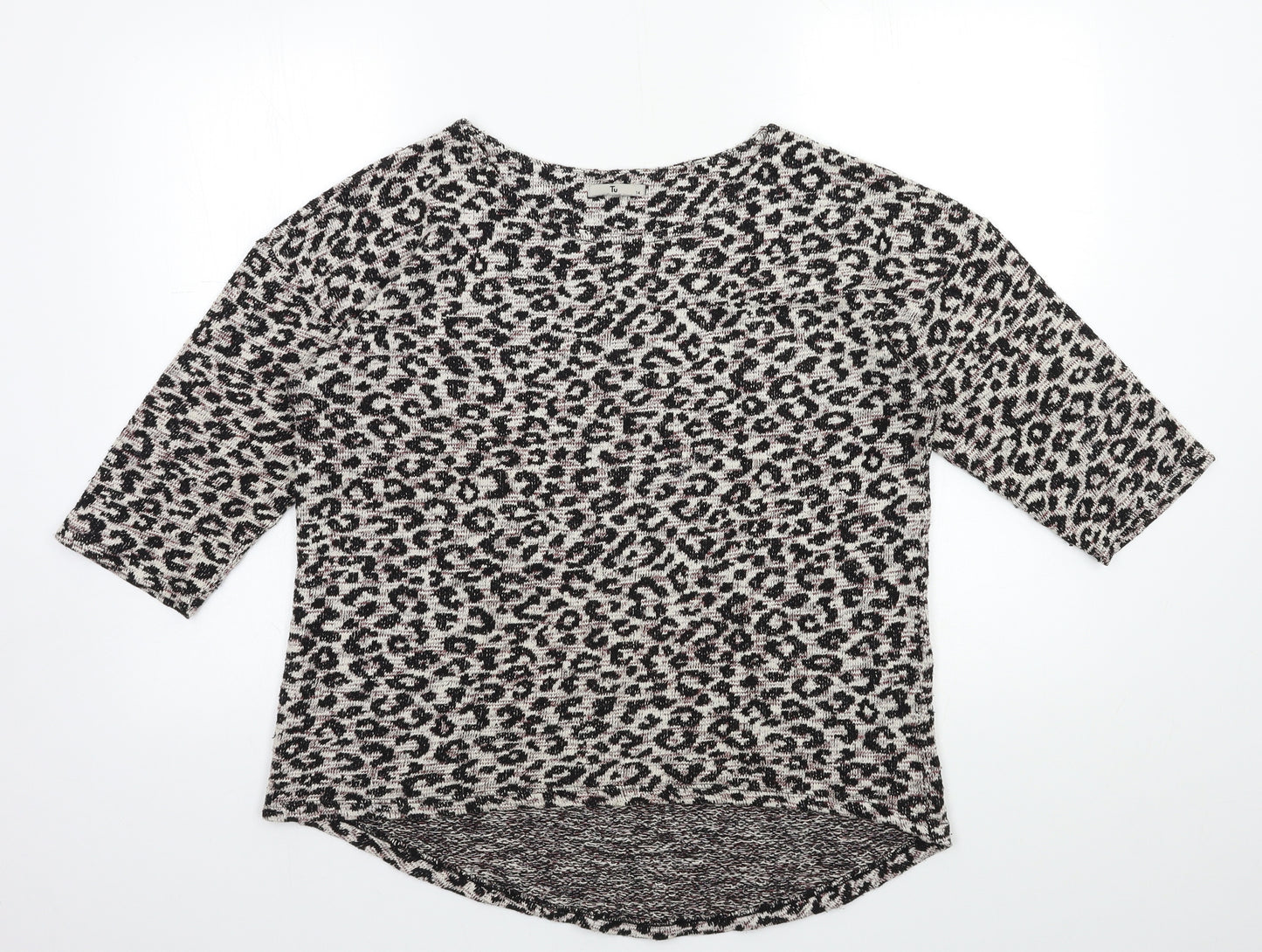 TU Womens Beige Animal Print Knit Pullover Jumper Size 14