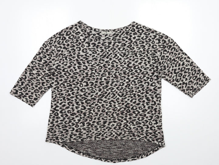 TU Womens Beige Animal Print Knit Pullover Jumper Size 14
