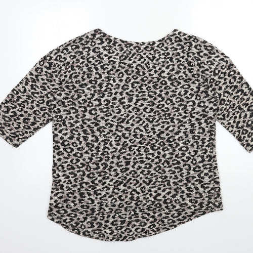 TU Womens Beige Animal Print Knit Pullover Jumper Size 14