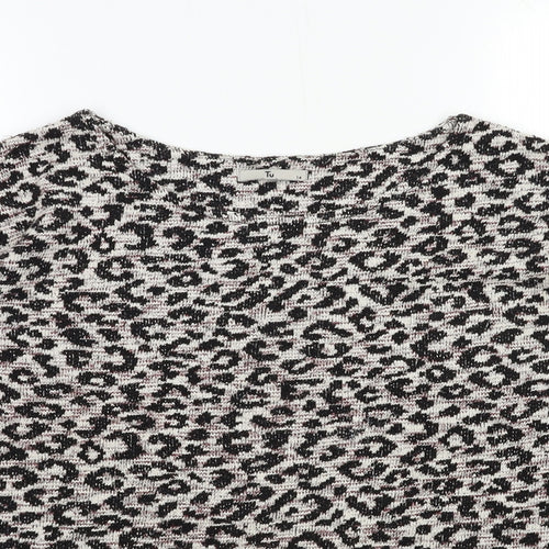 TU Womens Beige Animal Print Knit Pullover Jumper Size 14