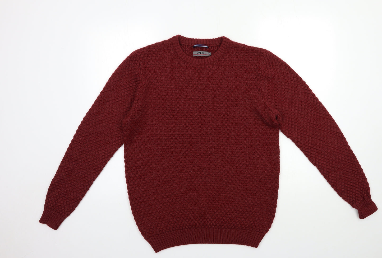 24:7 Mens Red  Knit Pullover Jumper Size M