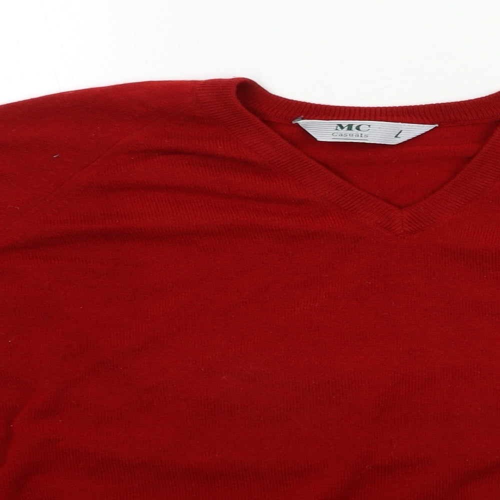 MC Mens Red  Knit Pullover Jumper Size L