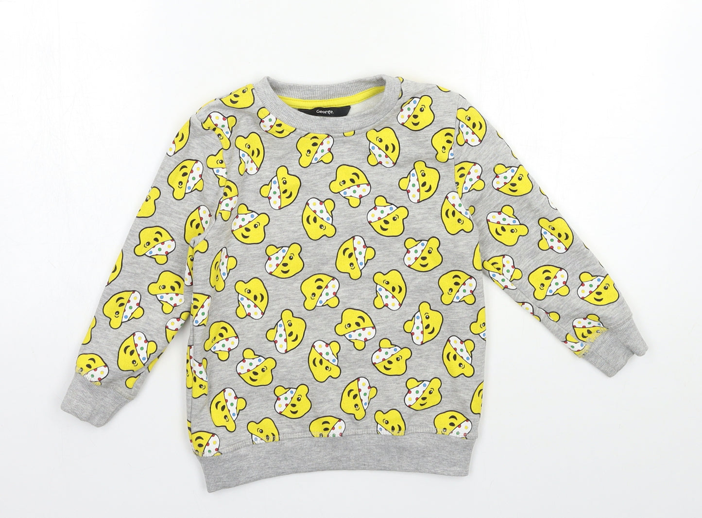 George Boys Grey Animal Print  Pullover Sweatshirt Size 3-4 Years  - Pudsey Bear