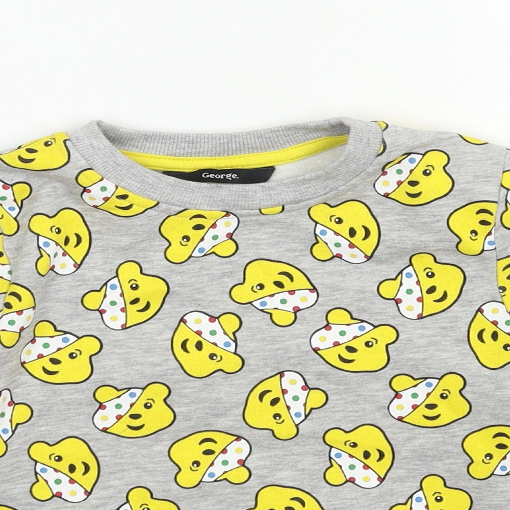 George Boys Grey Animal Print  Pullover Sweatshirt Size 3-4 Years  - Pudsey Bear