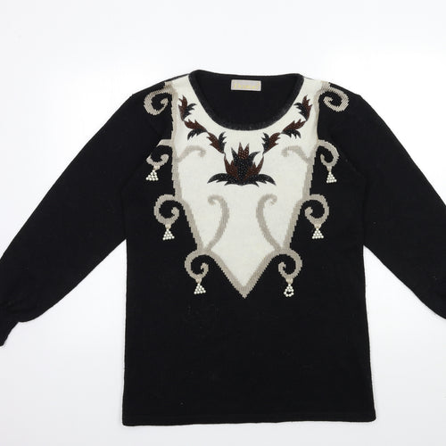 Daxon Womens Black  Knit Pullover Jumper Size 12