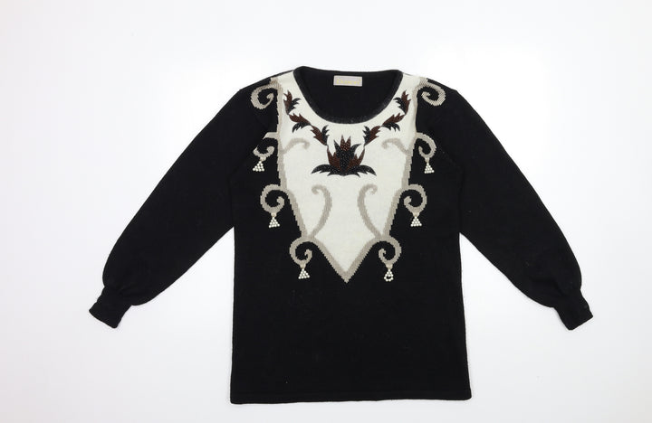 Daxon Womens Black Knit Pullover Jumper Size 12