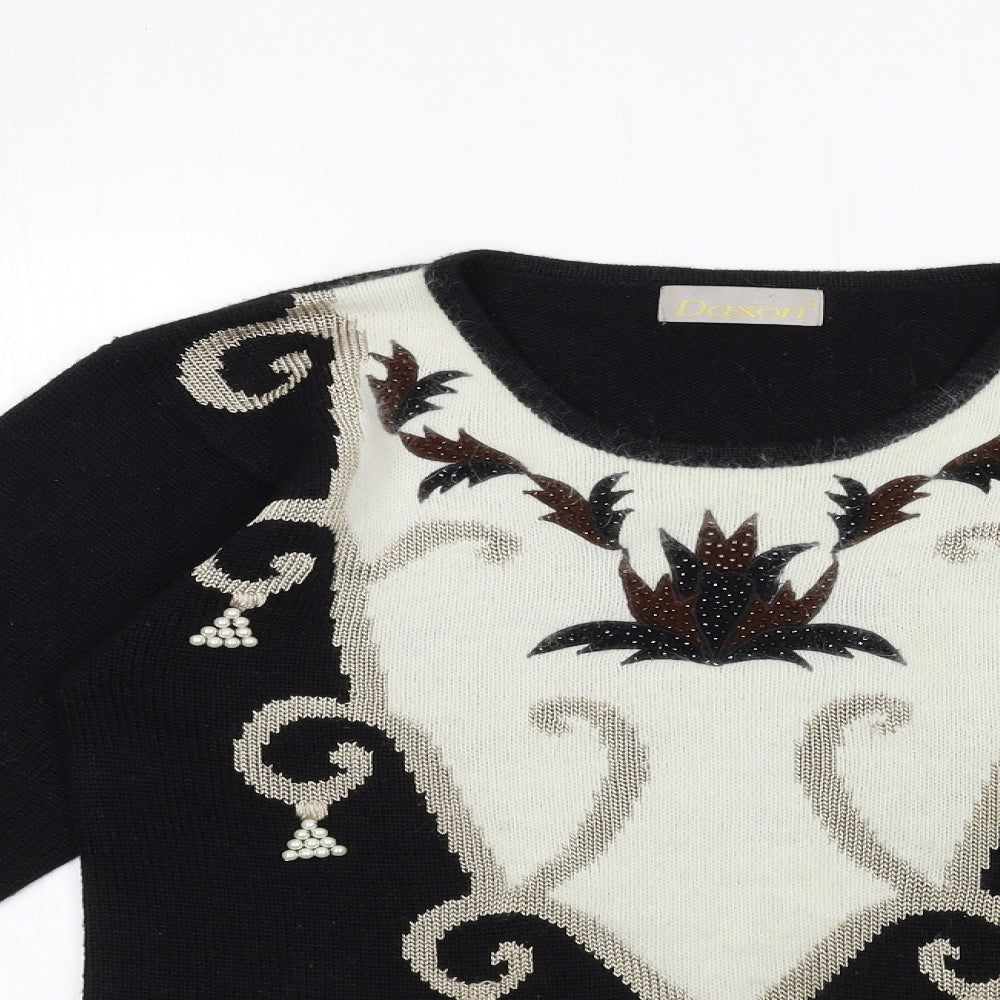 Daxon Womens Black  Knit Pullover Jumper Size 12