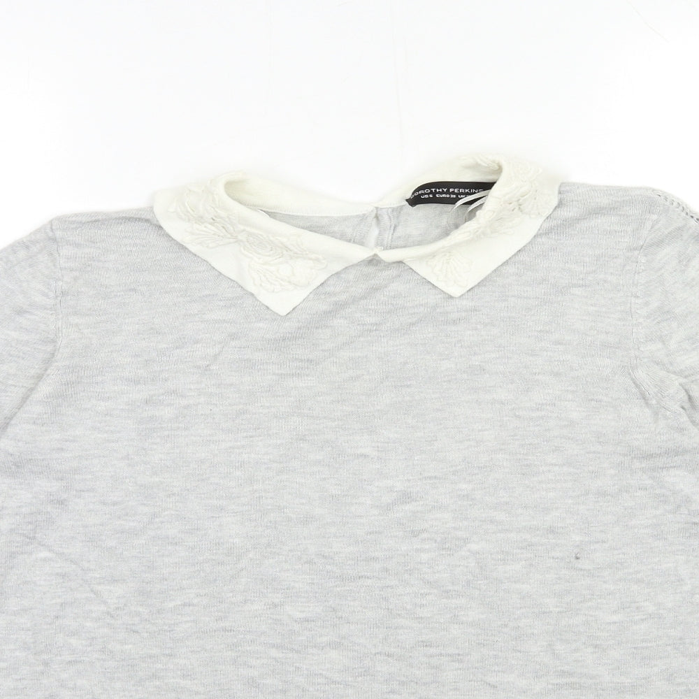 Dorothy Perkins Womens Grey  Knit Pullover Jumper Size 10