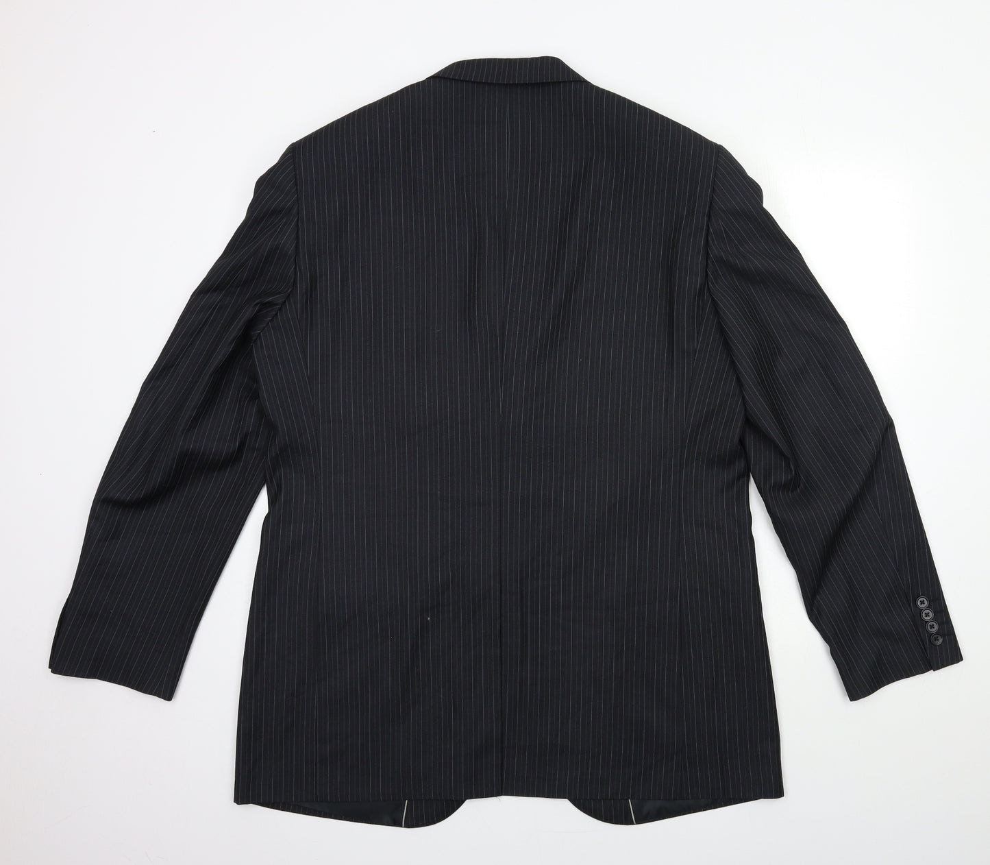Preworn Mens Black Striped  Jacket Suit Jacket Size 44