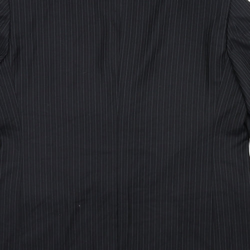 Preworn Mens Black Striped  Jacket Suit Jacket Size 44