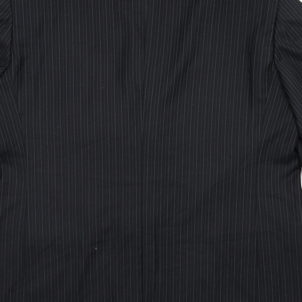 Preworn Mens Black Striped  Jacket Suit Jacket Size 44