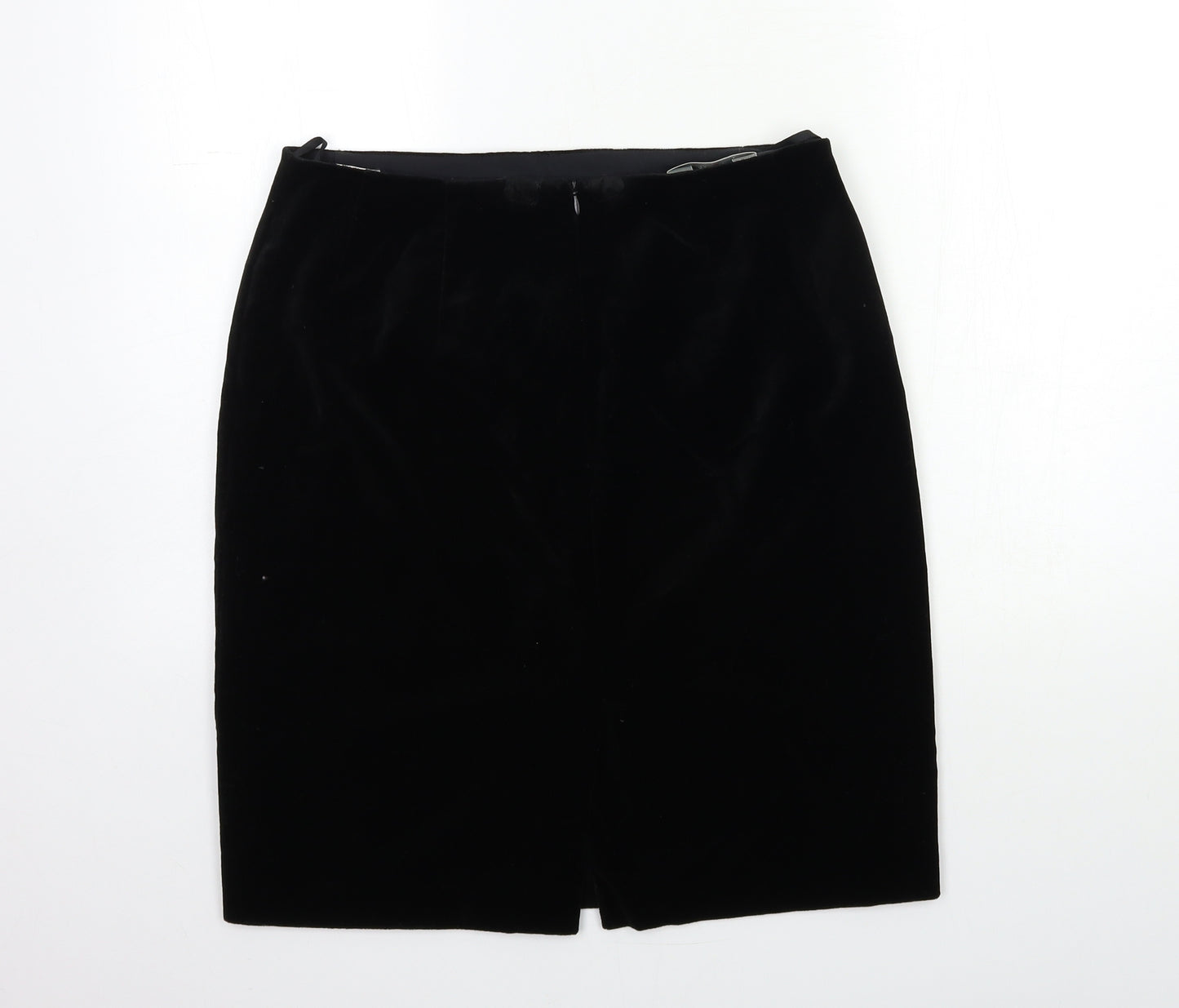 Marks and Spencer Womens Black  Velour Straight & Pencil Skirt Size 16