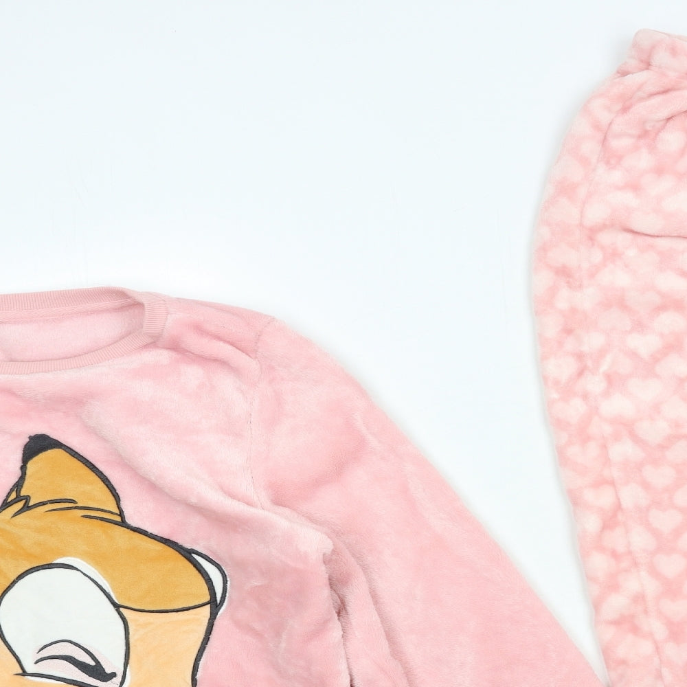 Disney Womens Pink  Fleece Top Pyjama Set Size 12  - bambi
