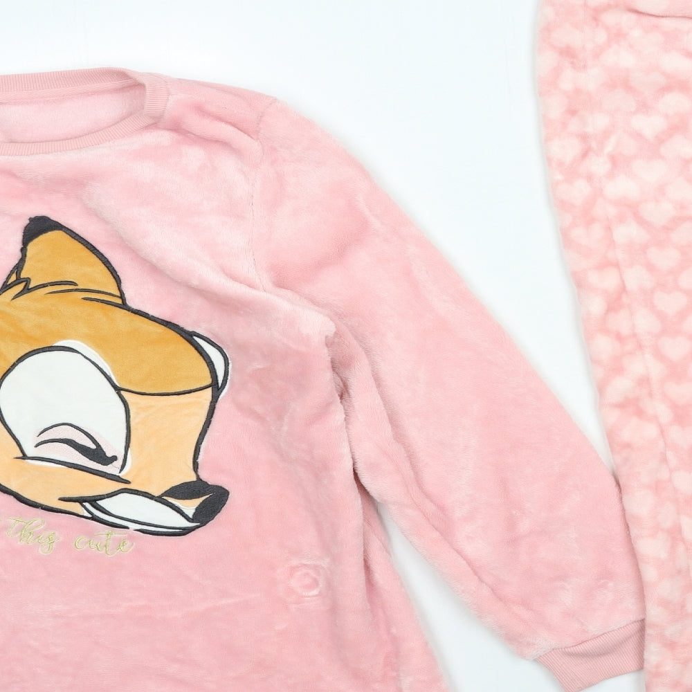 Disney Womens Pink  Fleece Top Pyjama Set Size 12  - bambi