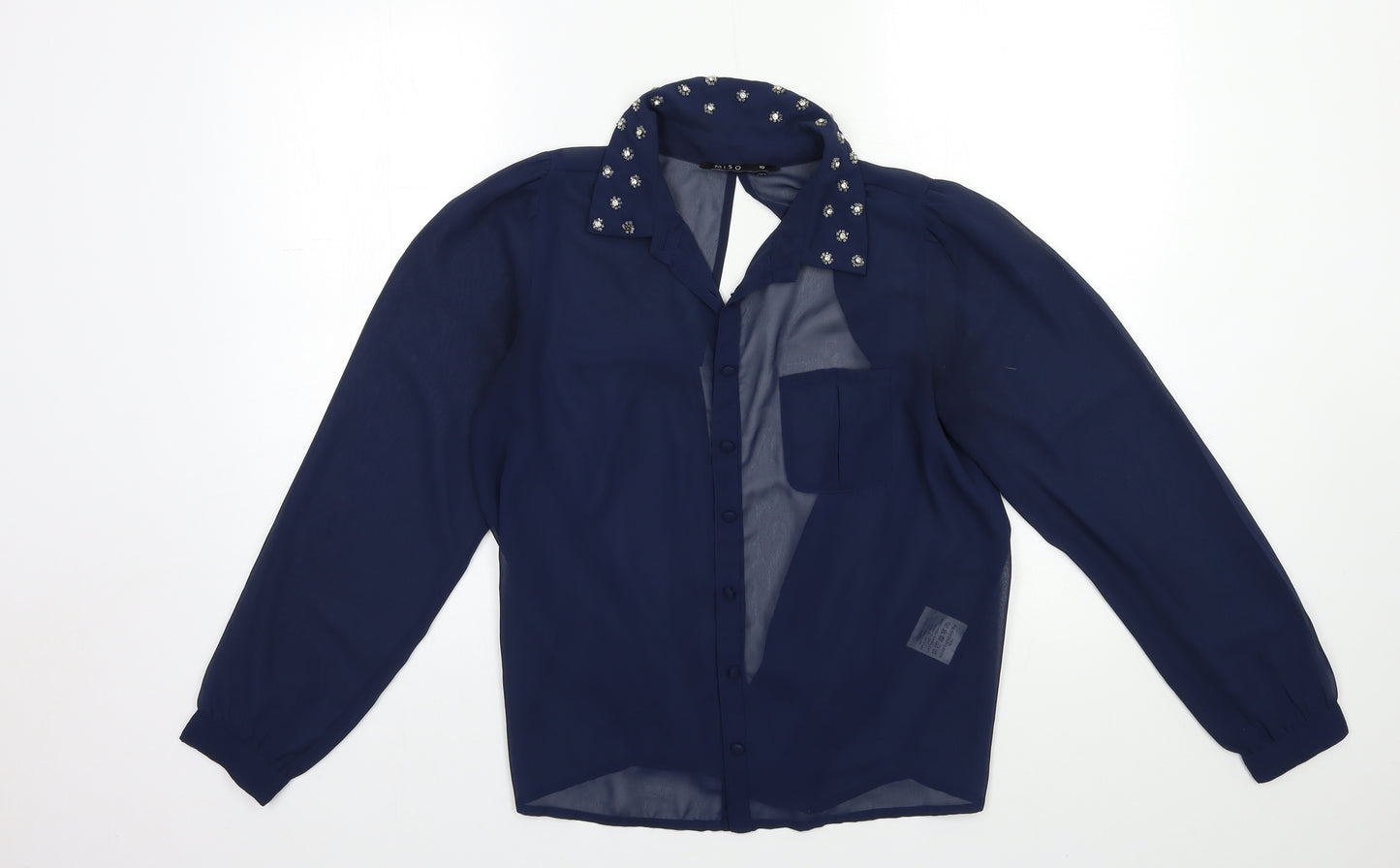 Miso Womens Blue   Basic Blouse Size 10  - OPEN BACK