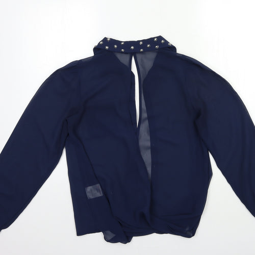 Miso Womens Blue   Basic Blouse Size 10  - OPEN BACK