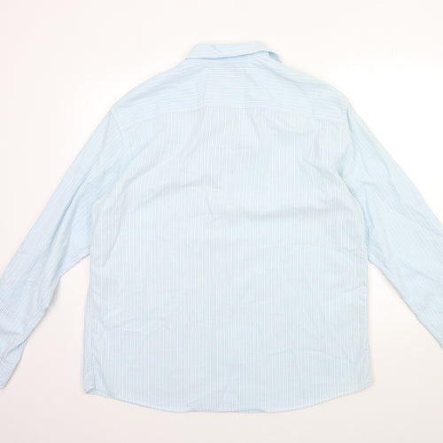 Blue Harbour Mens Blue Striped   Dress Shirt Size L
