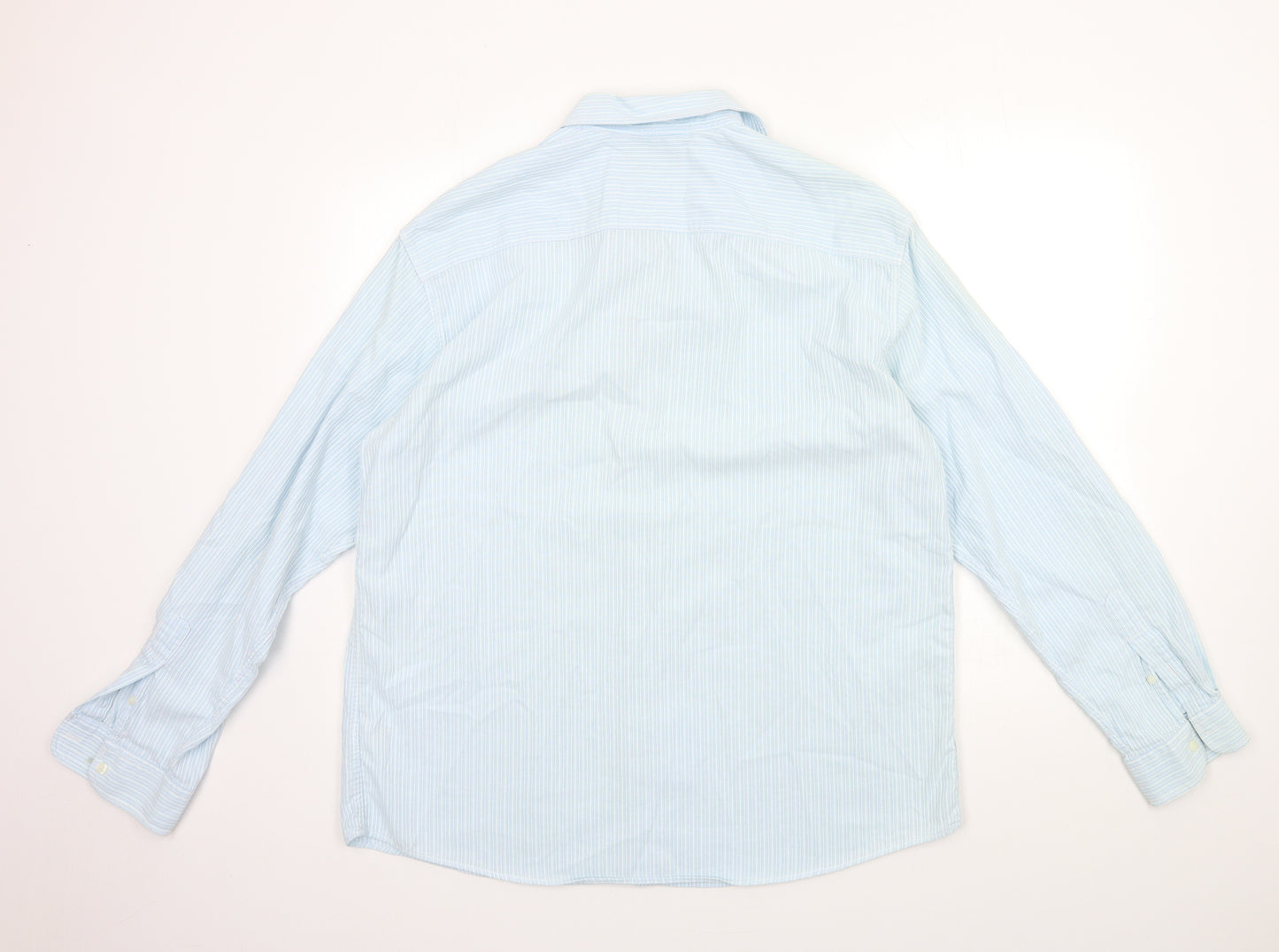 Blue Harbour Mens Blue Striped   Dress Shirt Size L