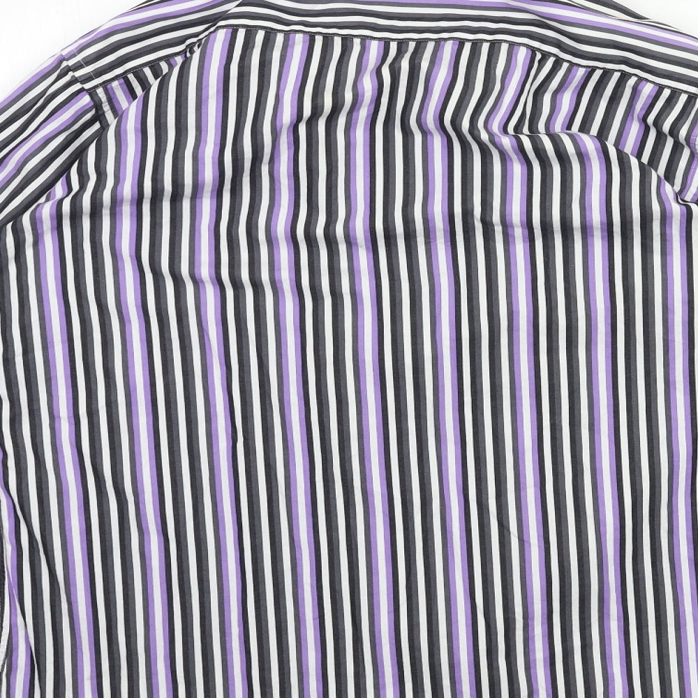 Claudio Lugli Mens Purple Striped   Button-Up Size L