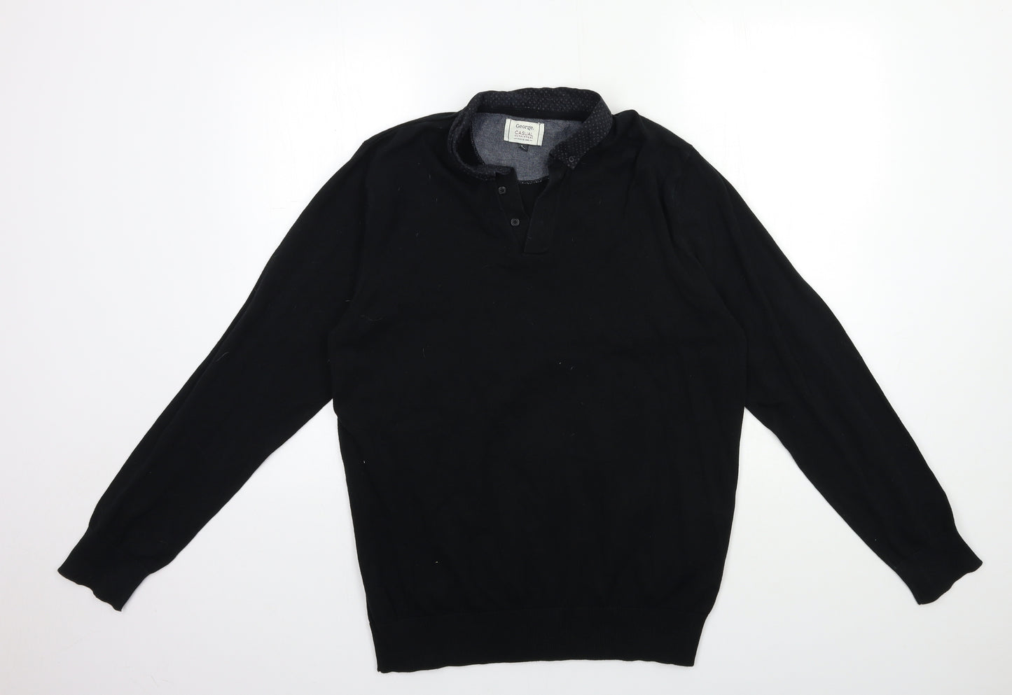 George Mens Black  Knit Pullover Jumper Size L