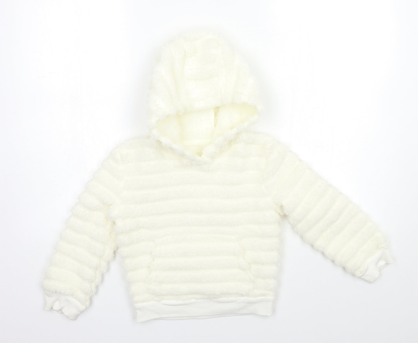 Matalan Girls White  Fleece Pullover Hoodie Size 5 Years