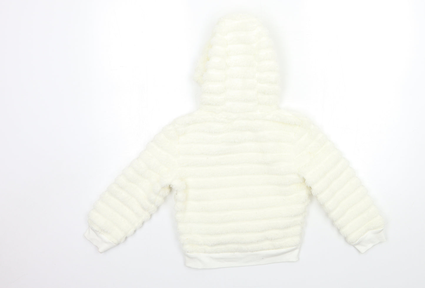 Matalan Girls White  Fleece Pullover Hoodie Size 5 Years
