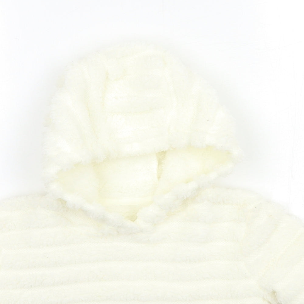 Matalan Girls White  Fleece Pullover Hoodie Size 5 Years