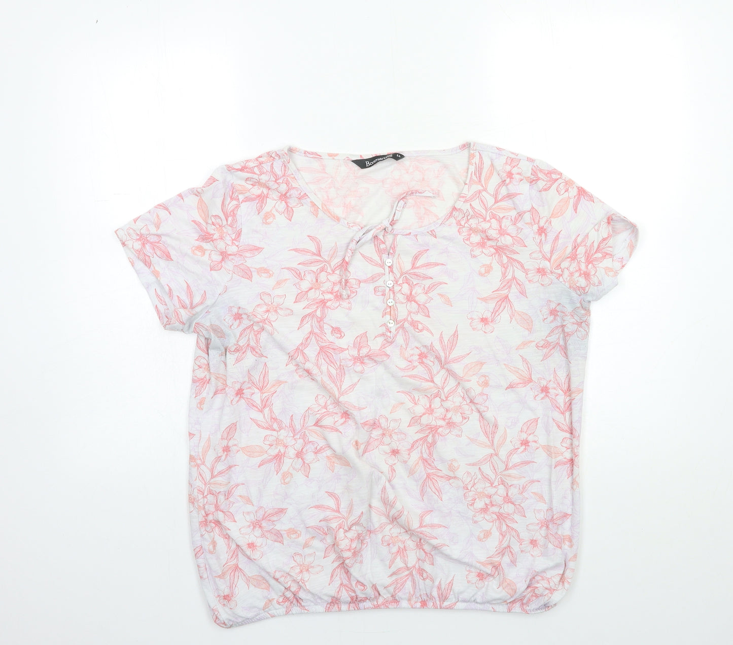 Bonmarché Womens Pink Floral  Basic T-Shirt Size 14