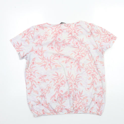 Bonmarché Womens Pink Floral  Basic T-Shirt Size 14