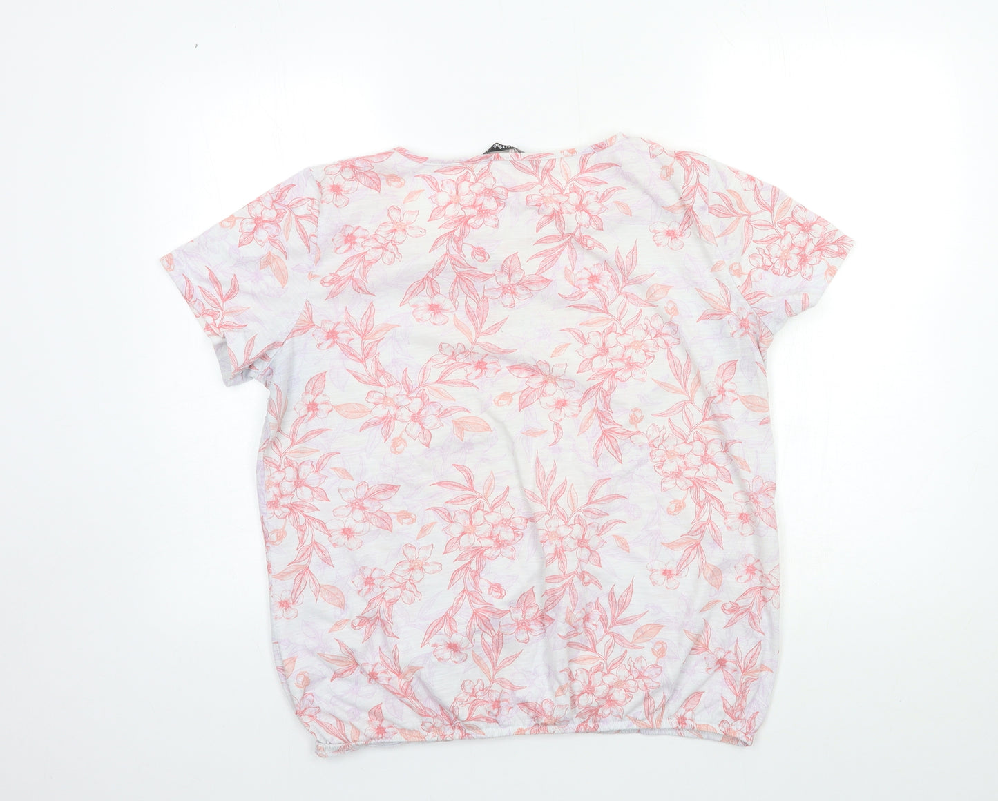 Bonmarché Womens Pink Floral  Basic T-Shirt Size 14