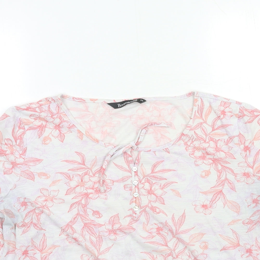 Bonmarché Womens Pink Floral  Basic T-Shirt Size 14