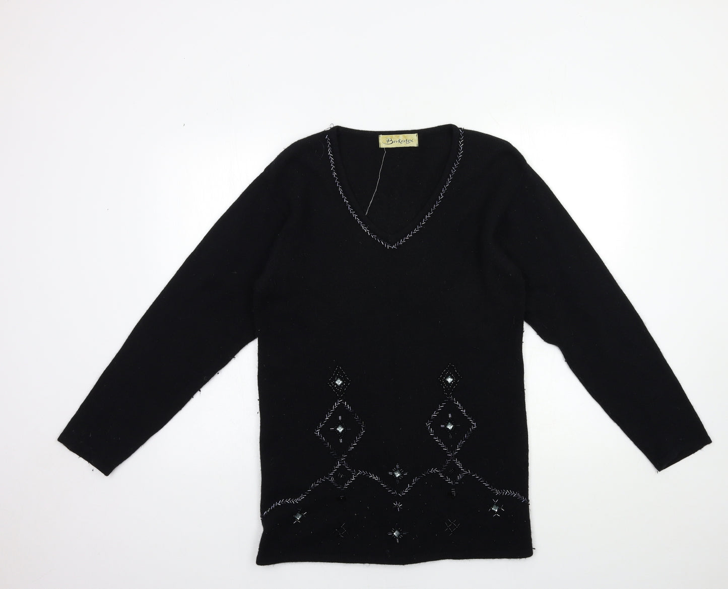 Berkertex Womens Black  Knit Pullover Jumper Size 10