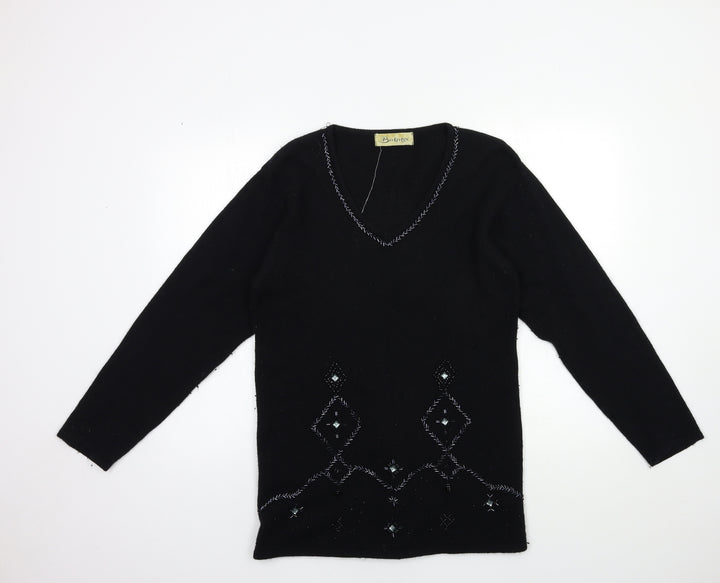 Berkertex Womens Black  Knit Pullover Jumper Size 10
