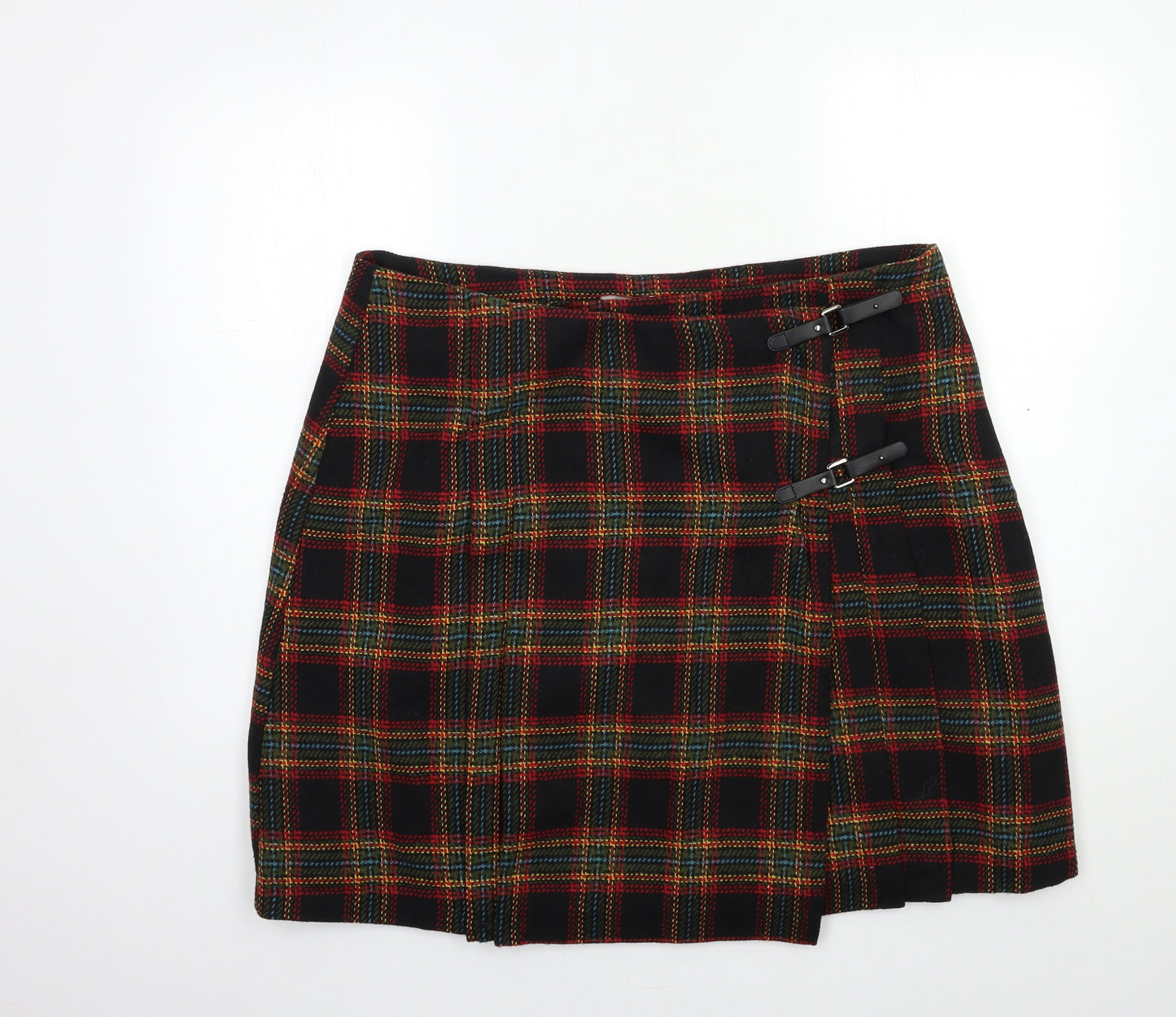 Joe Browns Womens Black Check Rayon A-Line Skirt Size 18