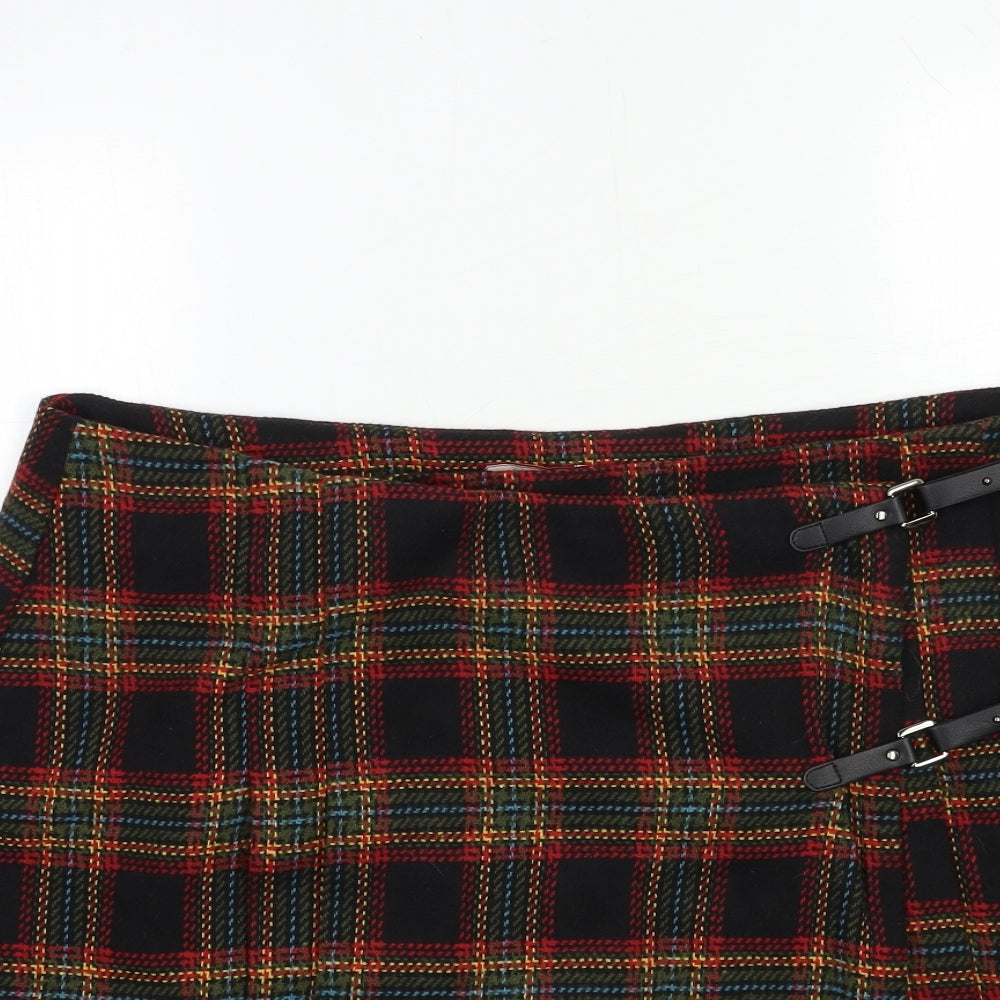Joe Browns Womens Black Check Rayon A-Line Skirt Size 18