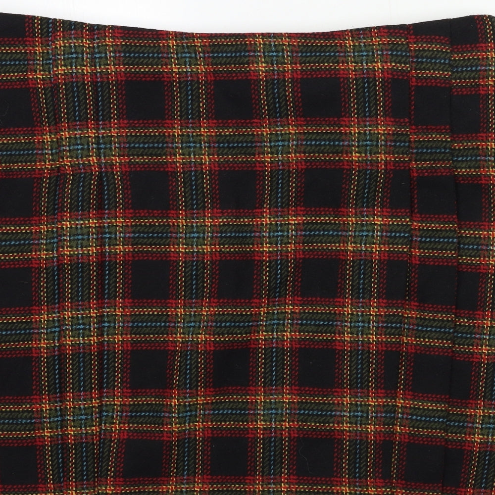 Joe Browns Womens Black Check Rayon A-Line Skirt Size 18