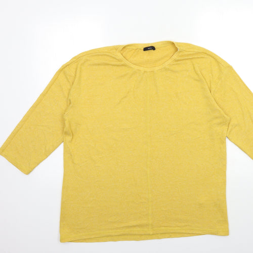M&Co Womens Yellow  Knit Pullover Jumper Size 14