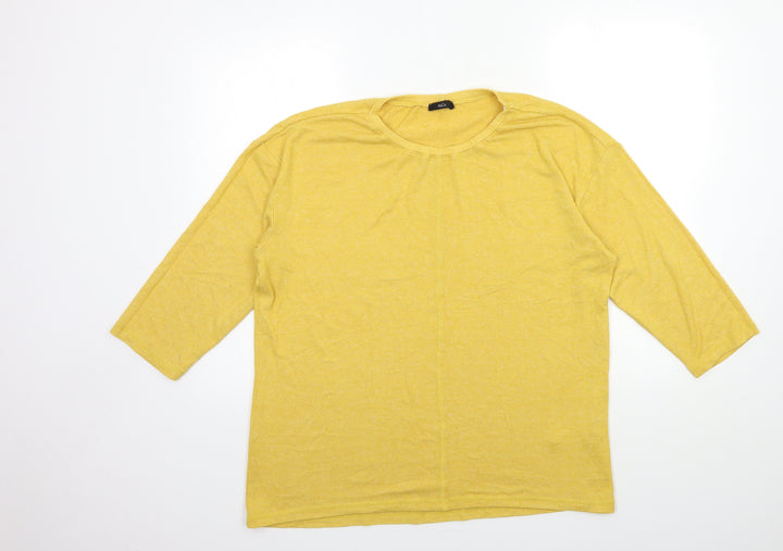 M&Co Womens Yellow  Knit Pullover Jumper Size 14