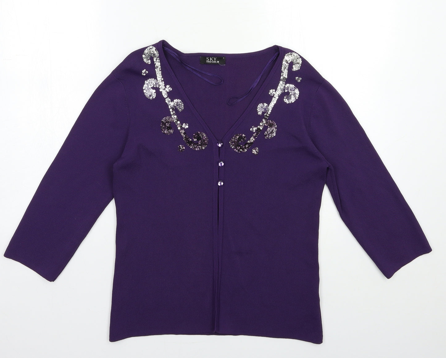 Sky Womens Purple  Knit Cardigan Jumper Size S