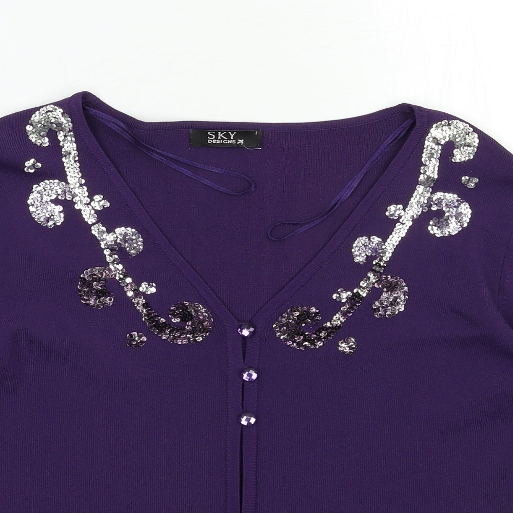 Sky Womens Purple  Knit Cardigan Jumper Size S