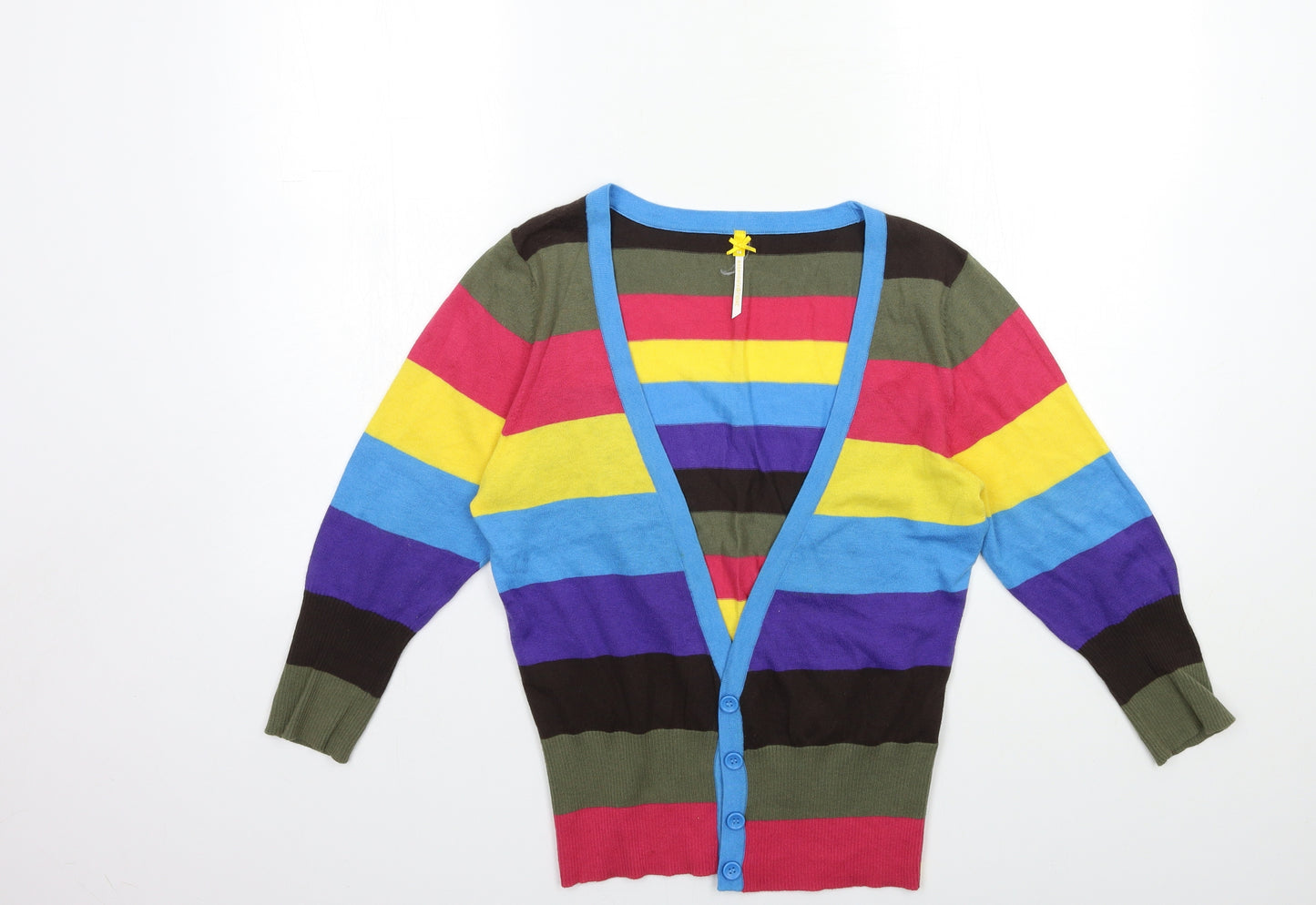 NEXT Womens Blue Striped Knit Cardigan Jumper Size 14