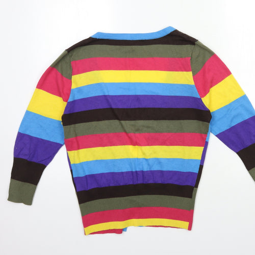 NEXT Womens Blue Striped Knit Cardigan Jumper Size 14