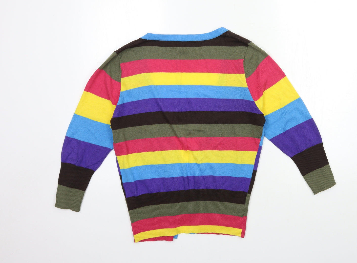 NEXT Womens Blue Striped Knit Cardigan Jumper Size 14